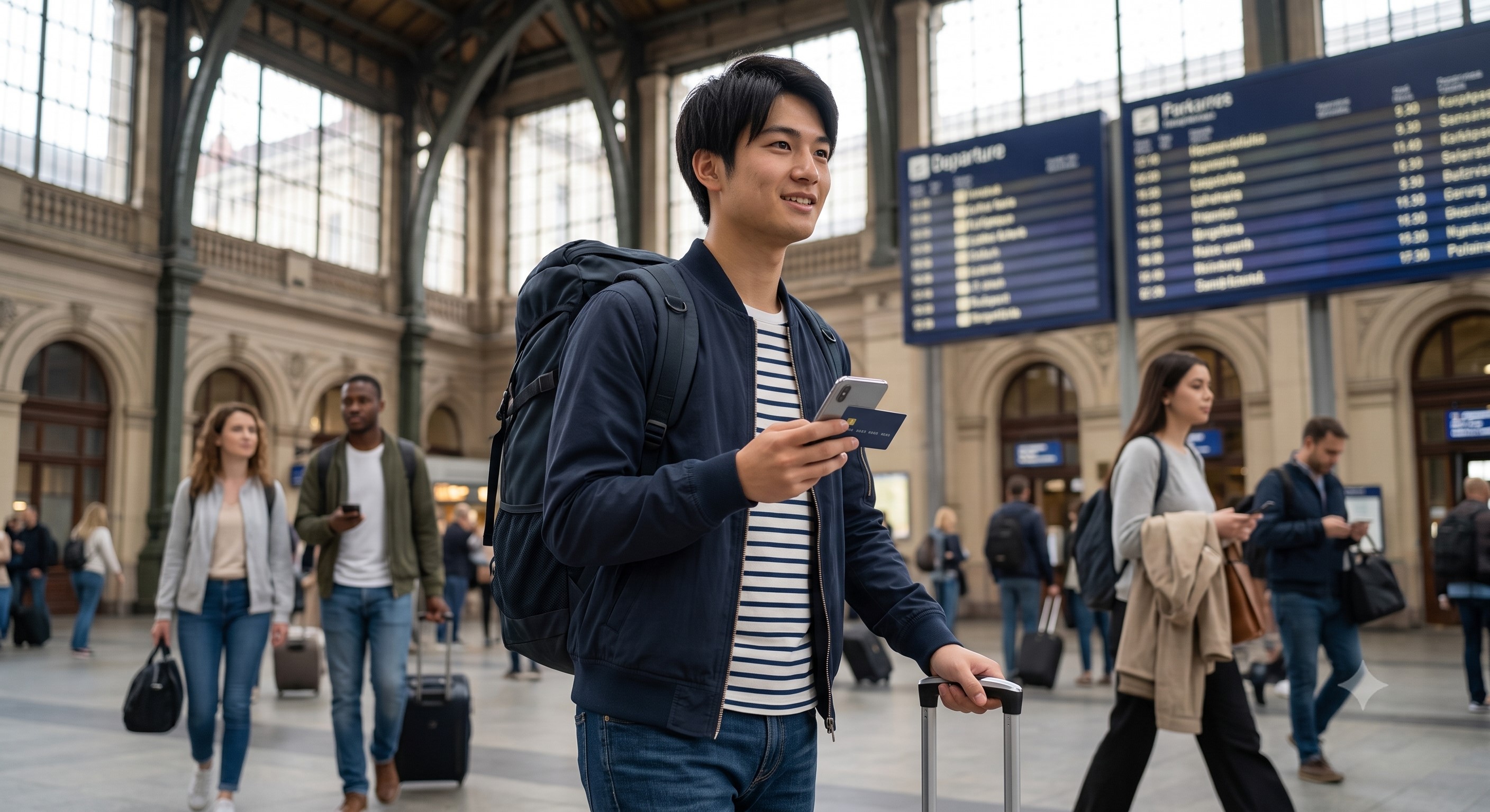ヨーロッパ旅行へ向かう日本人留学生